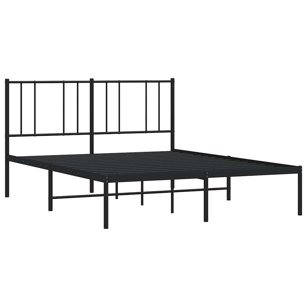 vidaXL estructura cama sin colchón con cabecero metal negro 135x190 cm