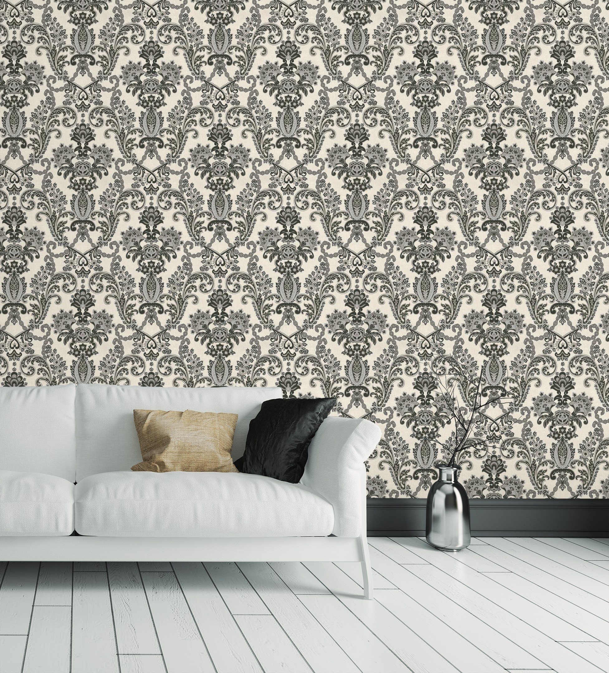Papel pintado gaulan de damasco hindú textura de tela tejida en 10.6m²