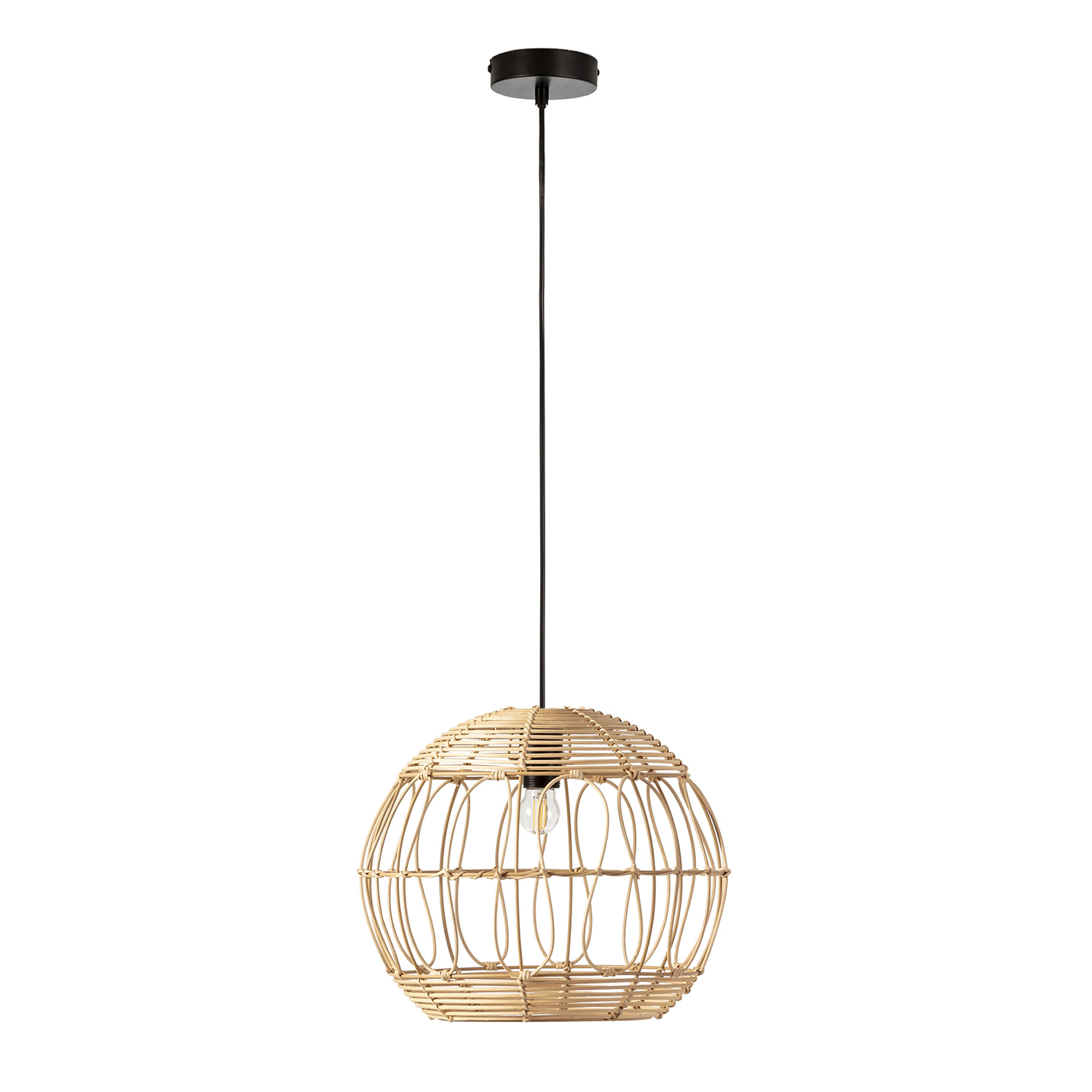 Lámpara de techo kaede de ratán natural, diámetro 39 cm