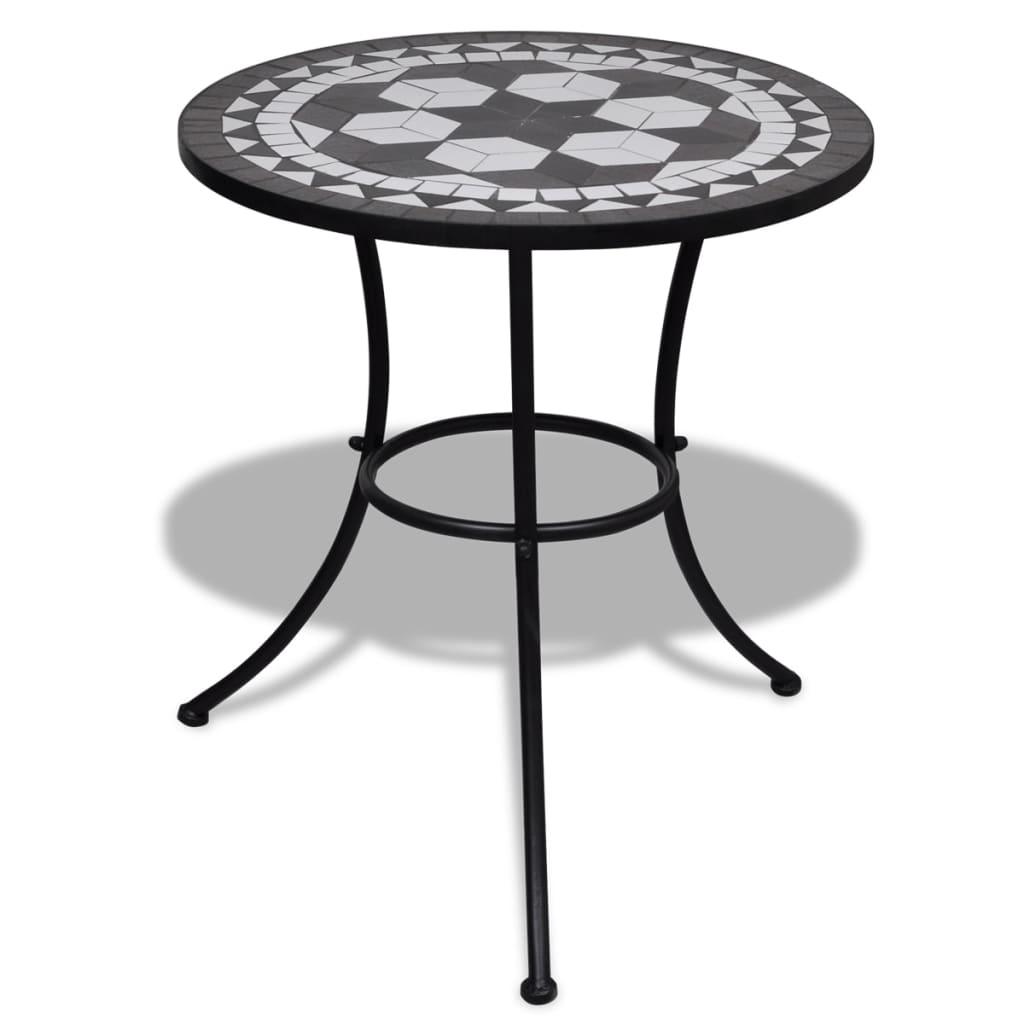 vidaXL mesa de bistro terraza mosaico negro y blanco 60 cm