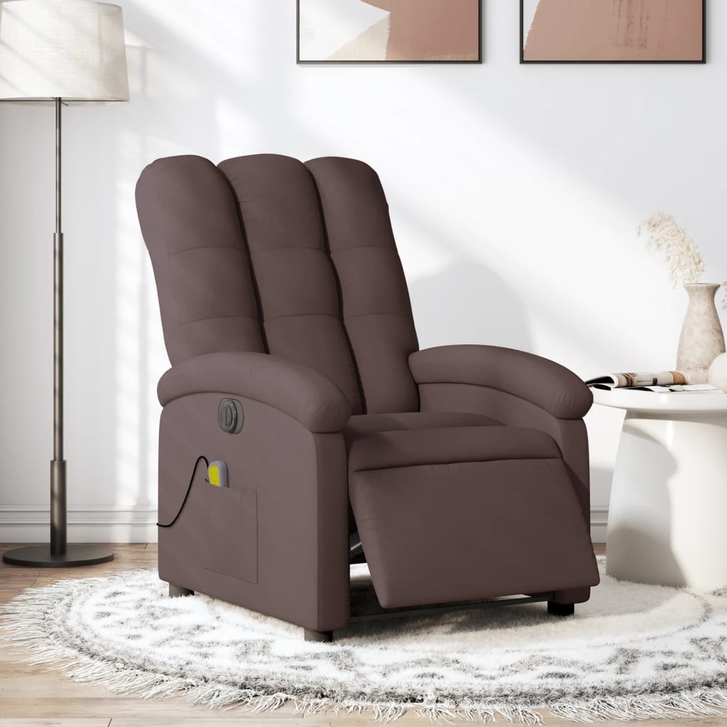 Sillón reclinable de masaje eléctrico tela marrón oscuro qweo5512