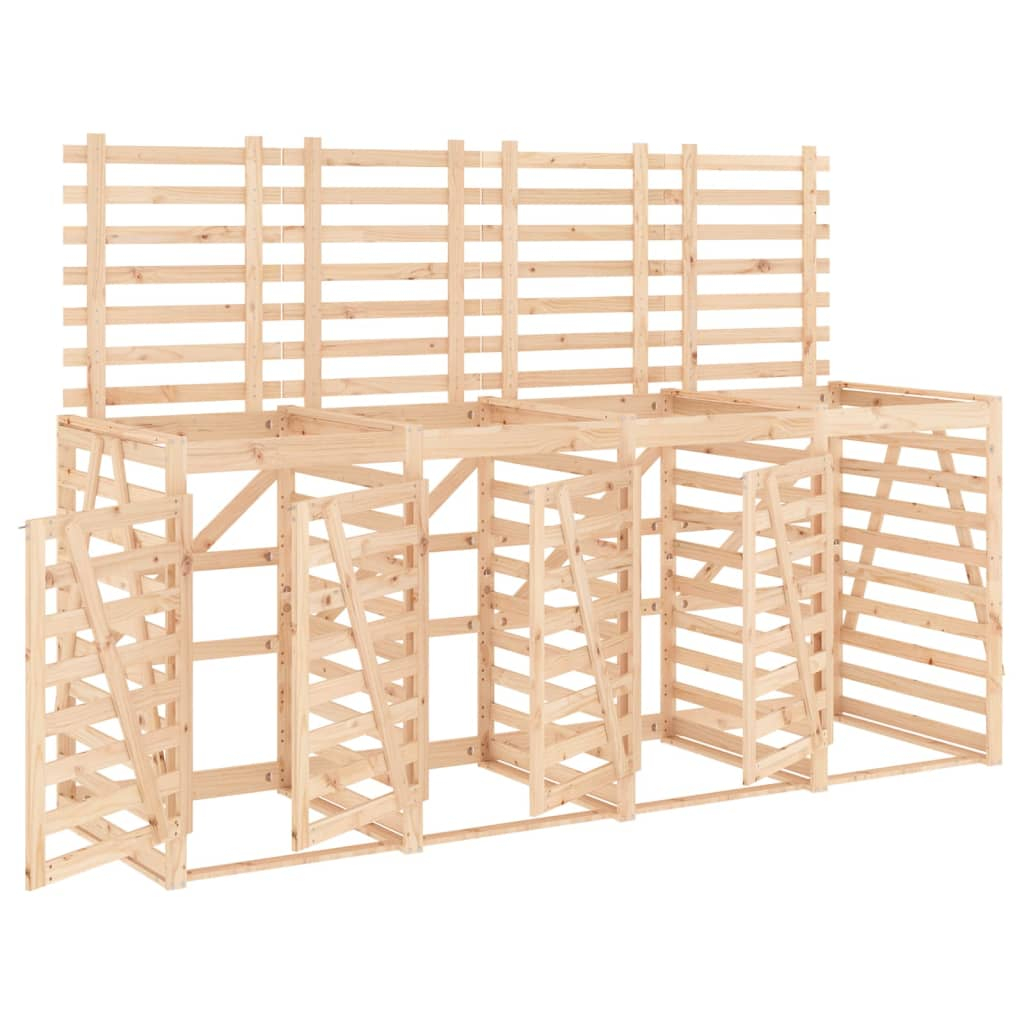 vidaXL cobertizo cuádruple para cubos de basura madera maciza de pino