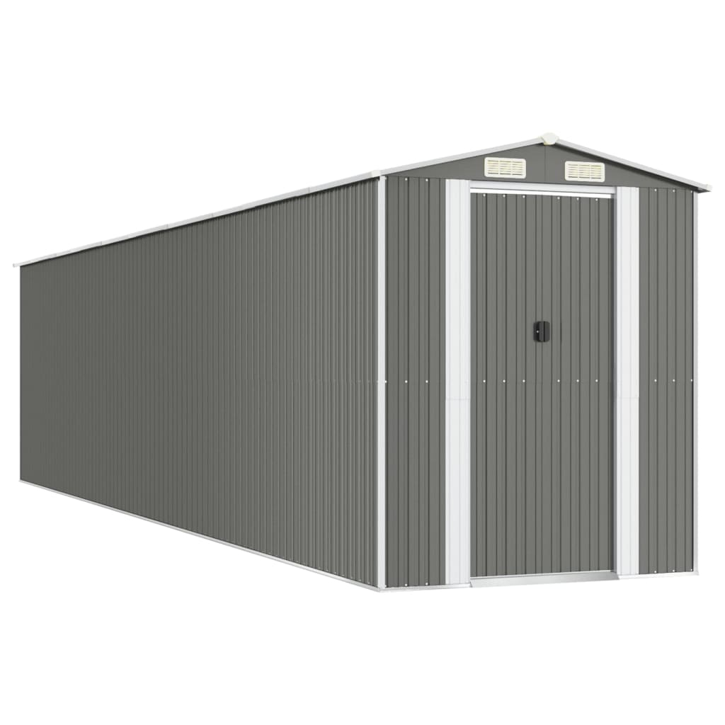 vidaXL cobertizo de jardín acero galvanizado gris claro 192x855x223 cm