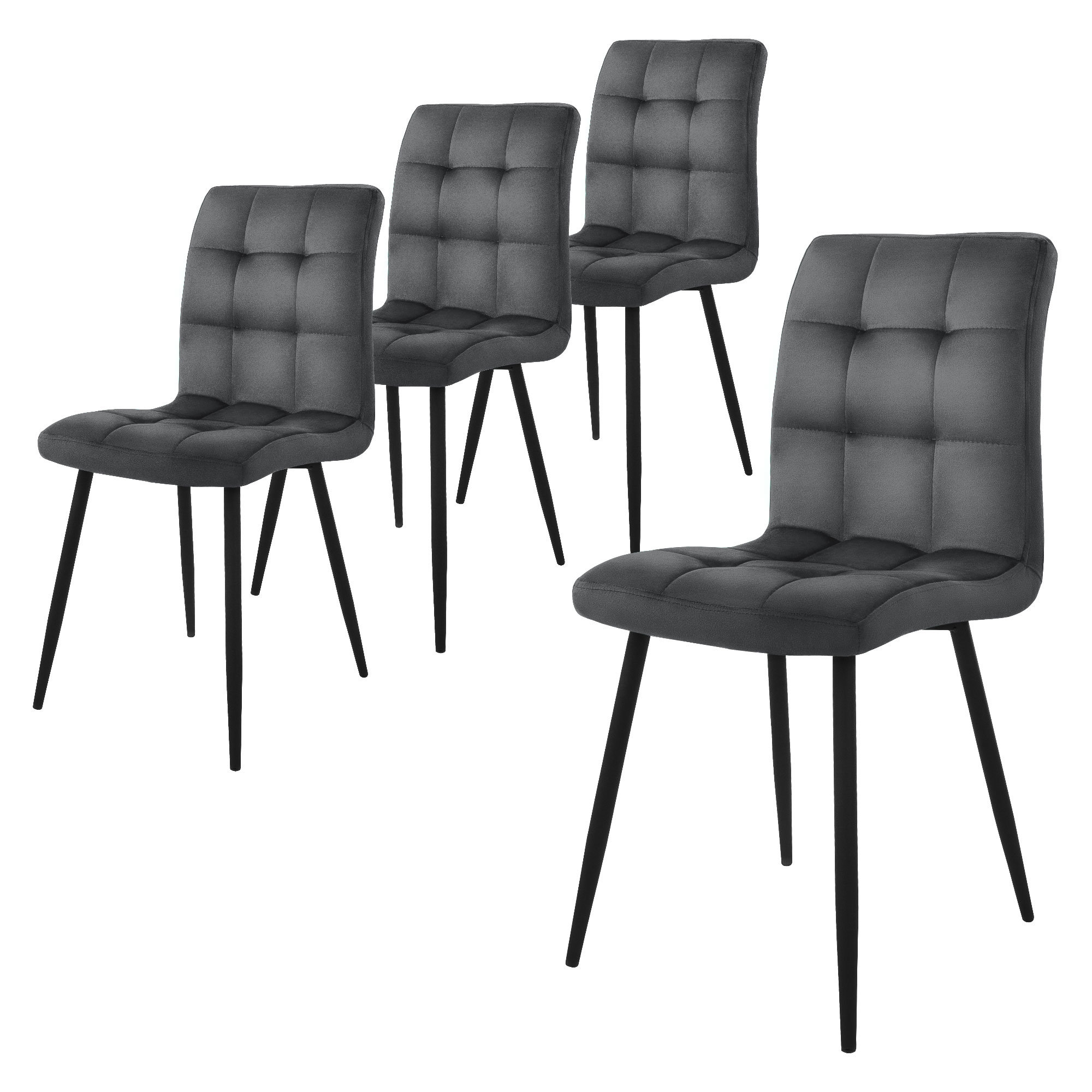Set 4x sillas de comedor antracita de terciopelo asiento ergonómico