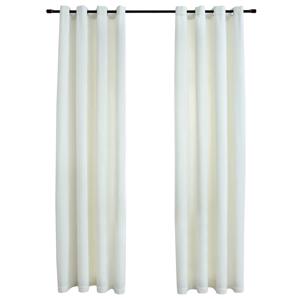 vidaXL cortinas opacas con anillas 2 pzas terciopelo crema 140x245 cm