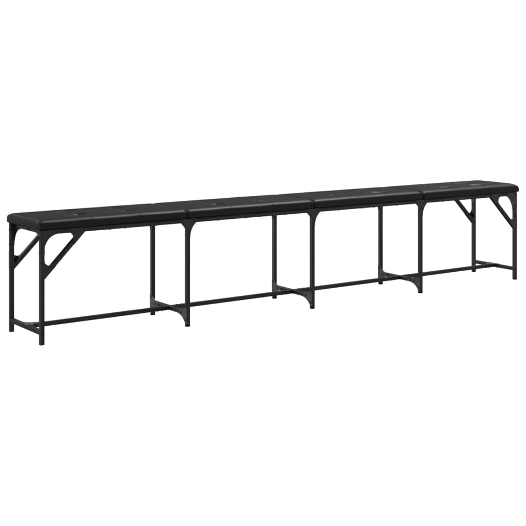 vidaXL banco de comedor acero y cuero sintético negro 248x32x45 cm