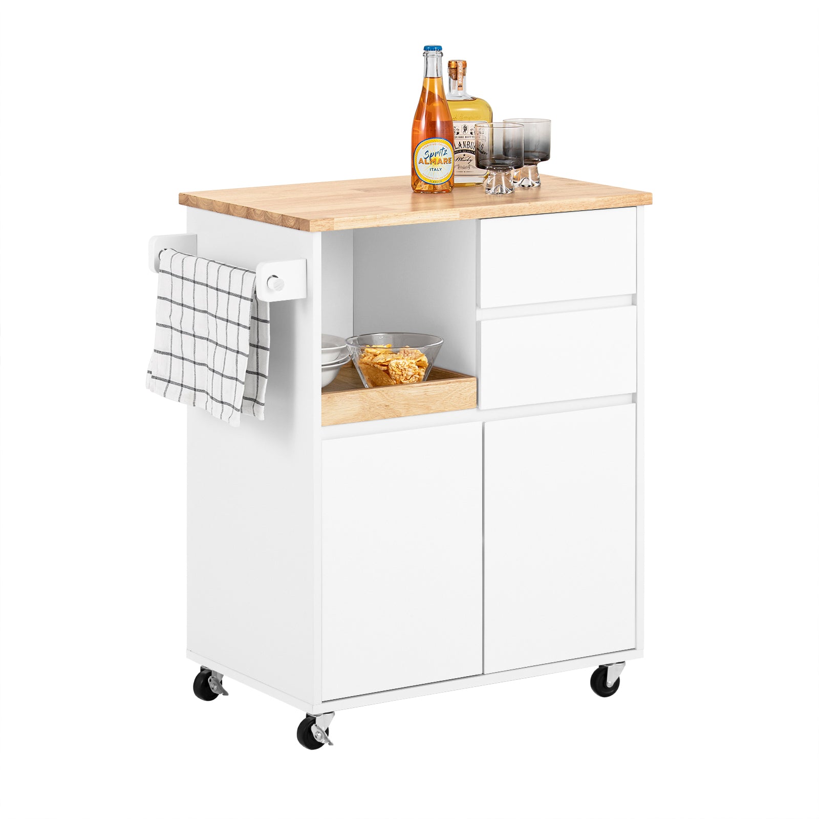 Carrito auxiliar de cocina con 2 cajones fkw123-wn sobuy es