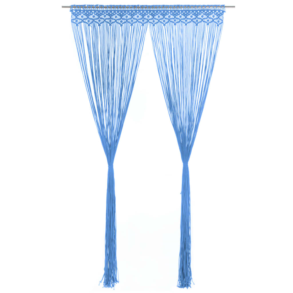 vidaXL cortina de macramé algodón azul 140x240 cm