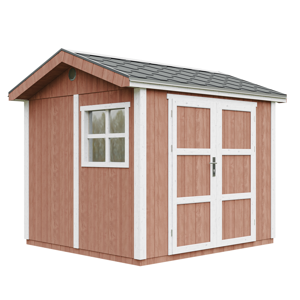 Caseta de jardín Timbela m913a-redwood red, 5,9 m², premium, con suelo