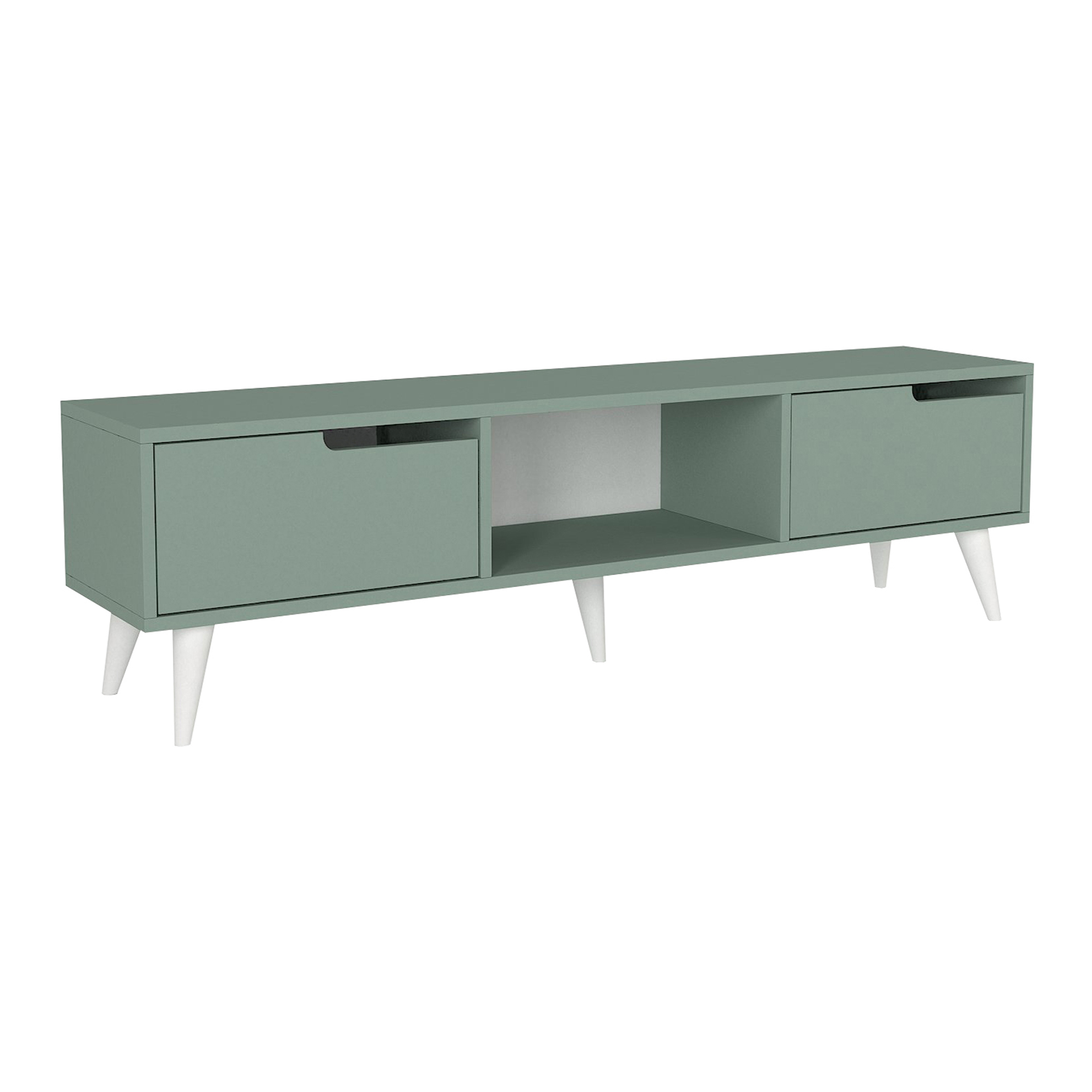 Mueble de tv kullila 160x35x40 cm - verde/blanco [en.casa]