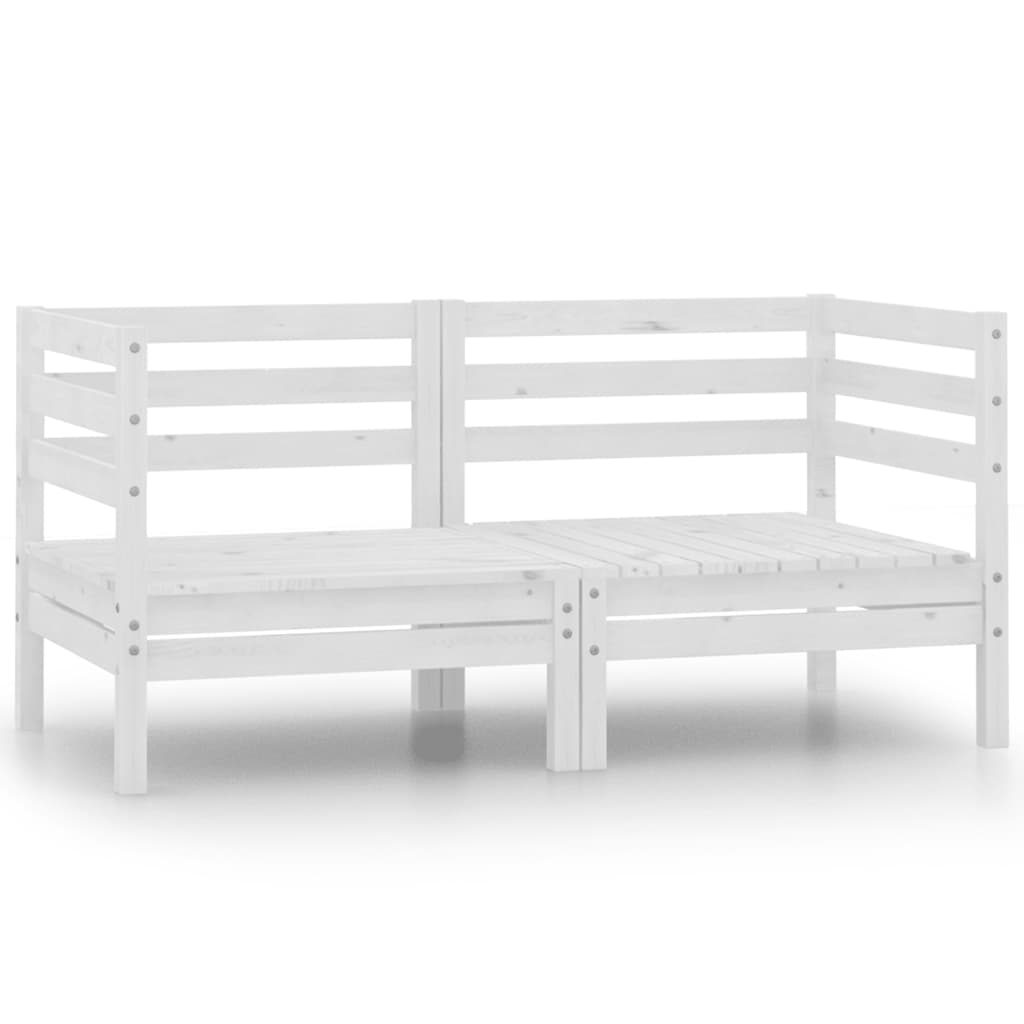 vidaXL sofás de esquina de jardín 2 uds blanco madera maciza de pino