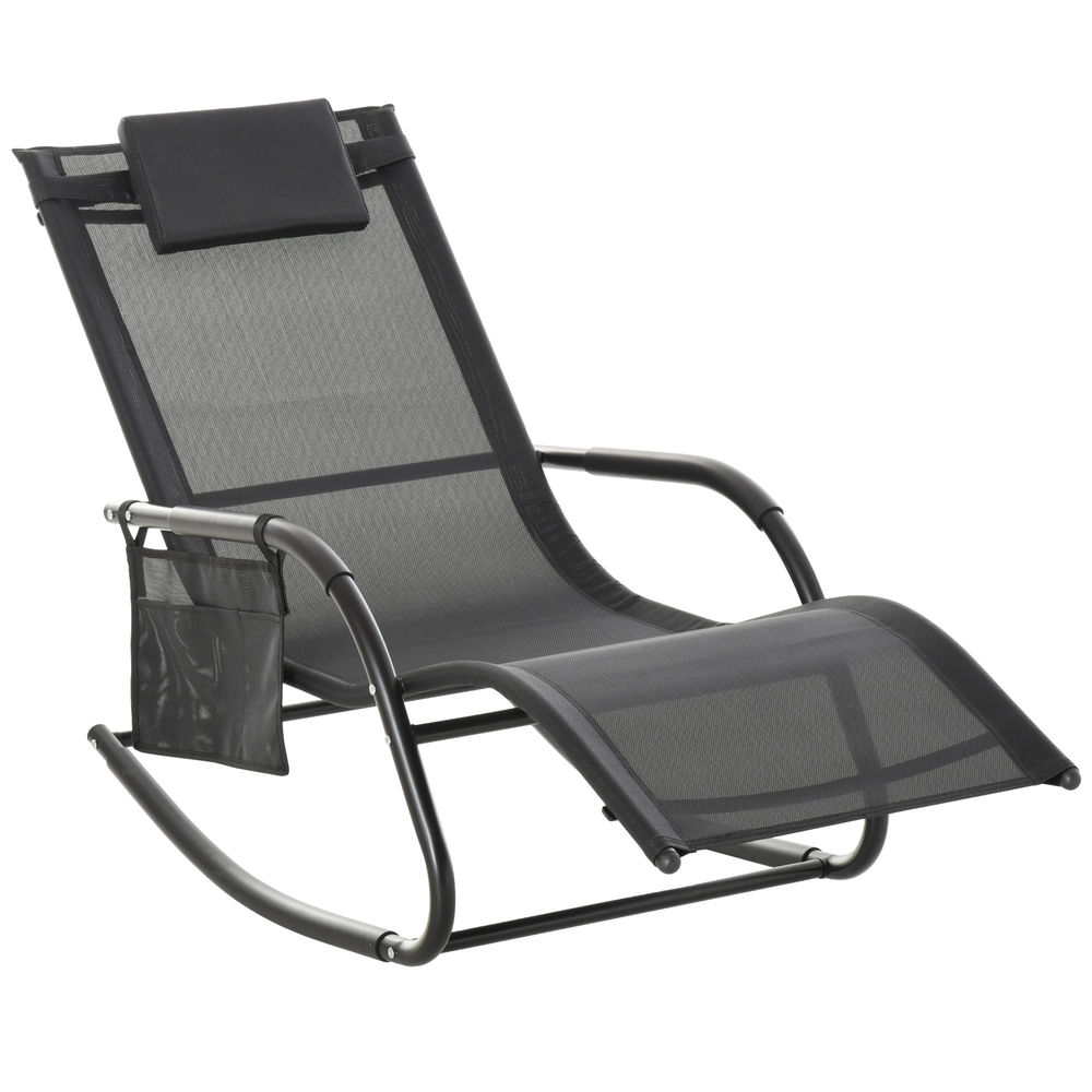 Mecedora de exterior 150x62x88 cm metal, texteline Outsunny
