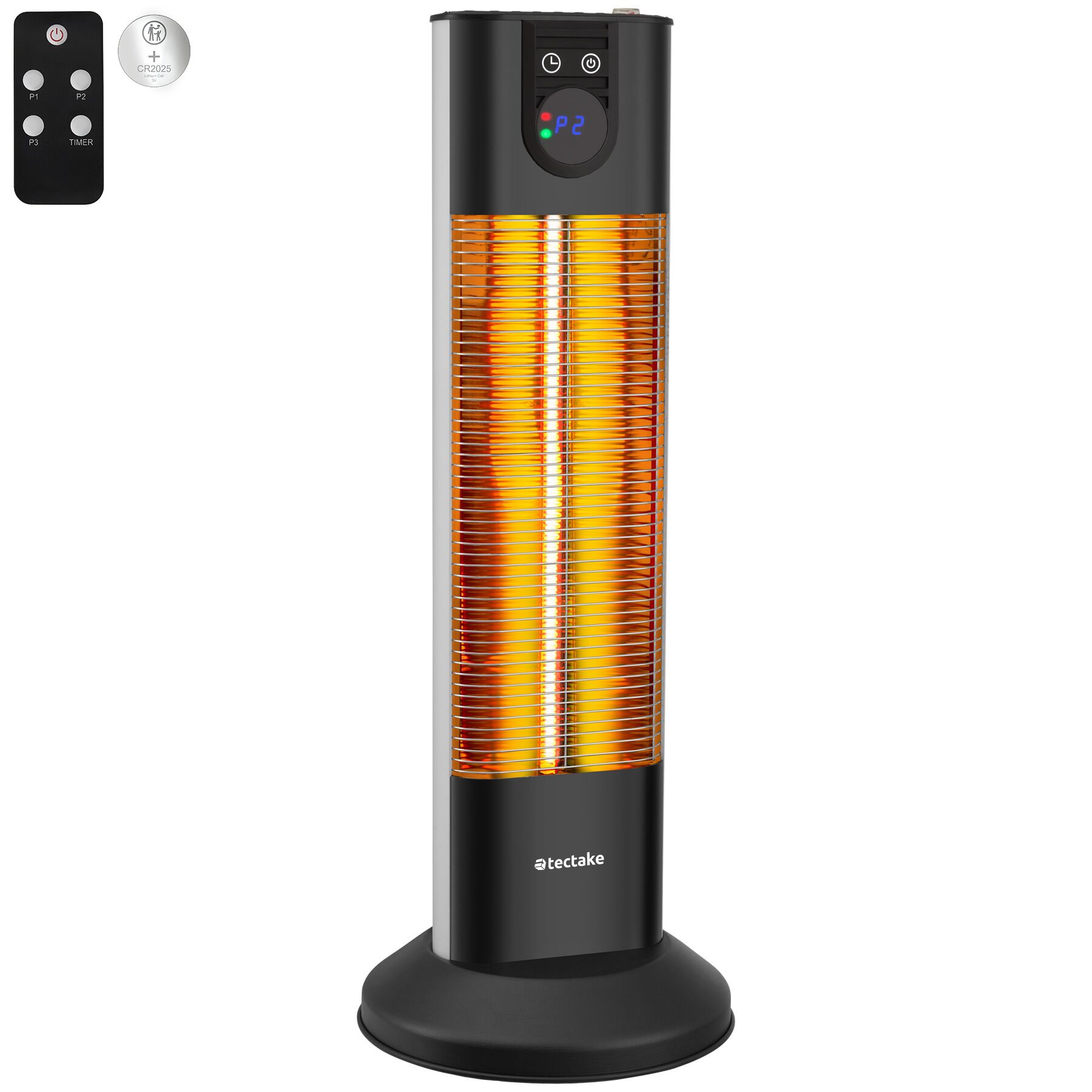 Calefactor radiante por infrarrojos con temporizador, 1500 w, negro