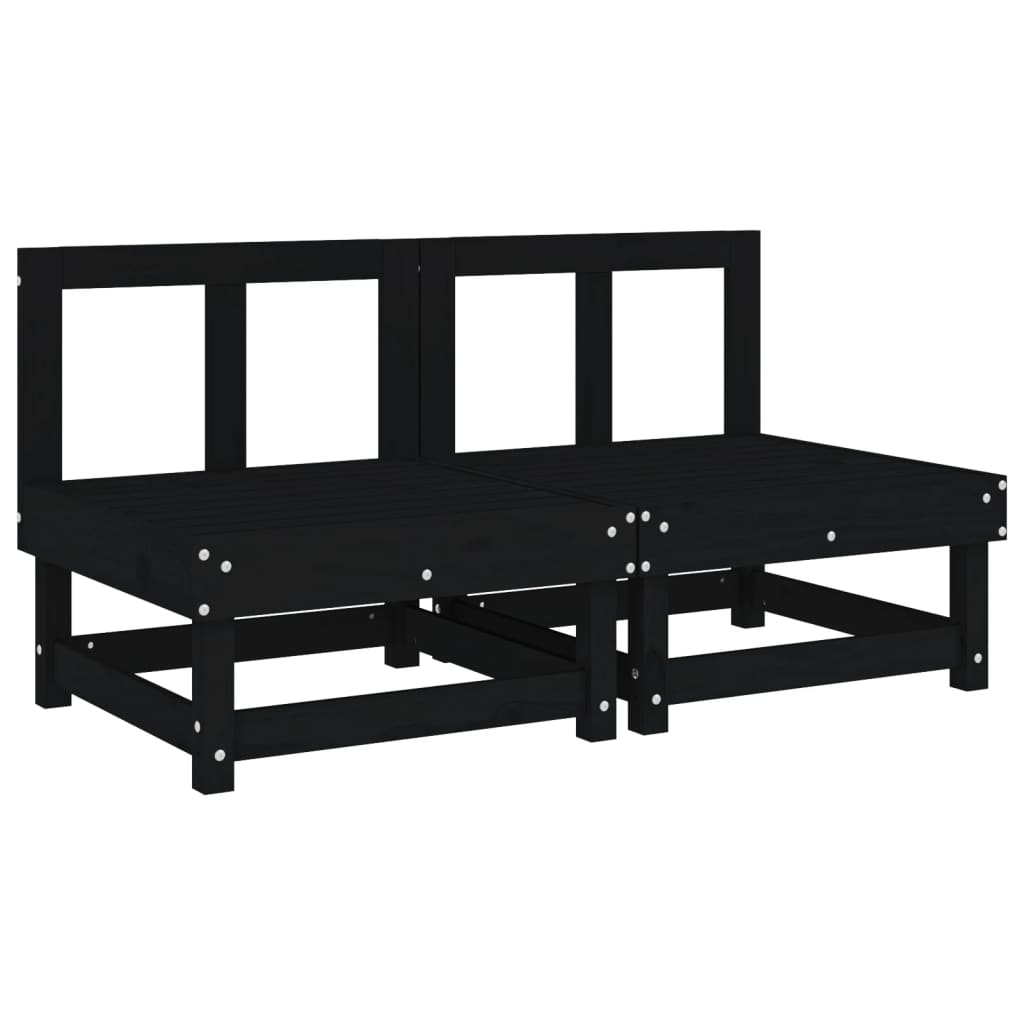 vidaXL sofás centrales de jardín 2 uds madera maciza de pino negro