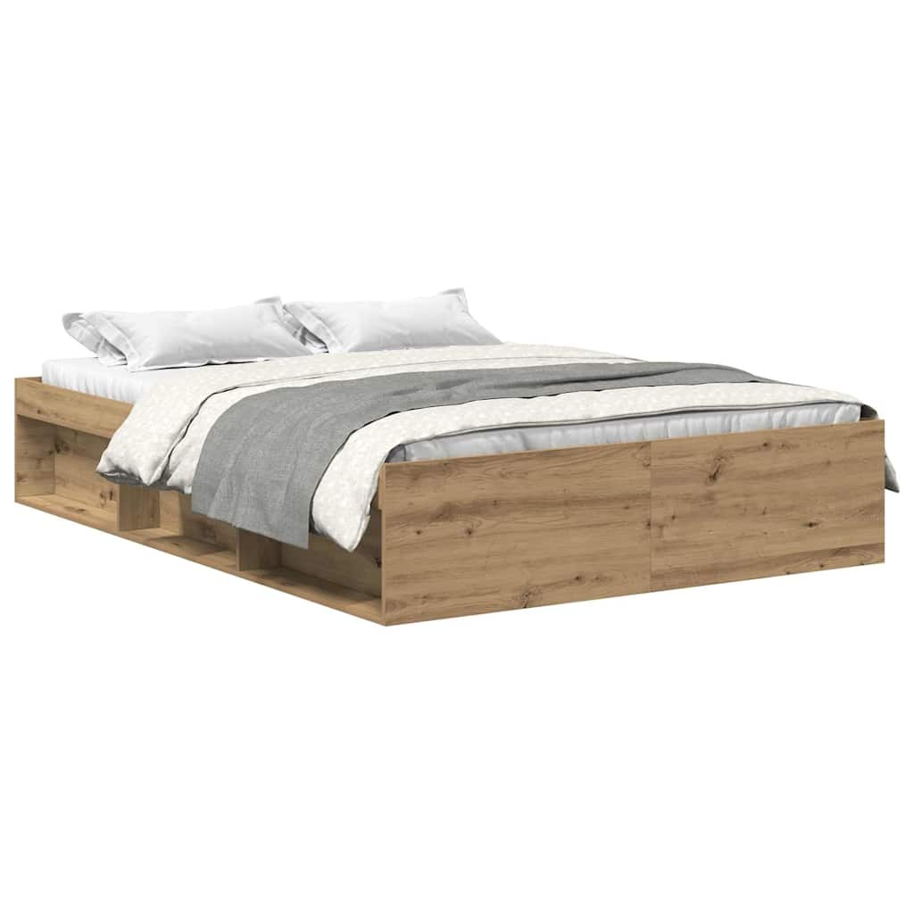 vidaXL estructura de cama sin colchón roble artesanal 120x190 cm