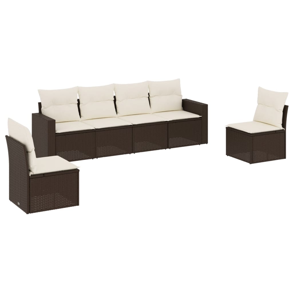 vidaXL set sofás de jardín 6 piezas y cojines ratán sintético marrón