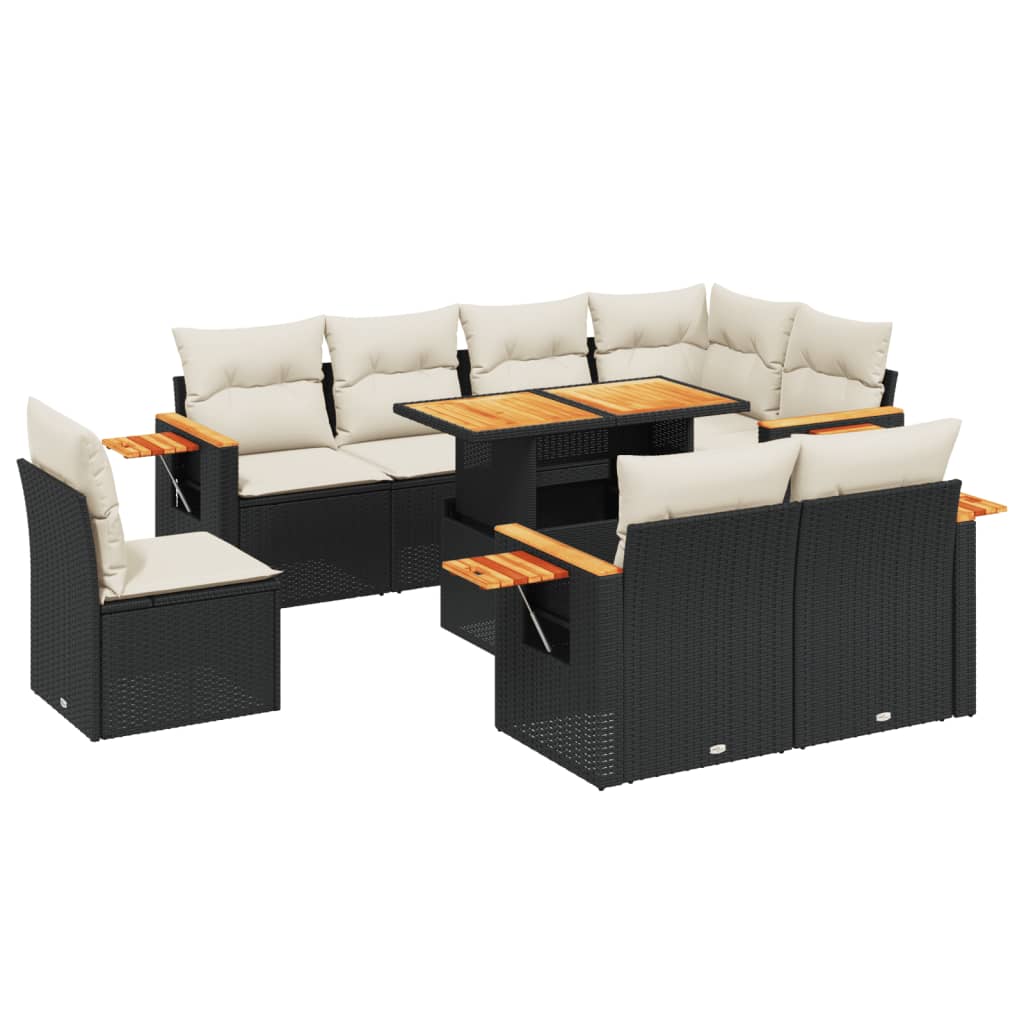 vidaXL set de sofás de jardín 8 piezas y cojines ratán sintético negro