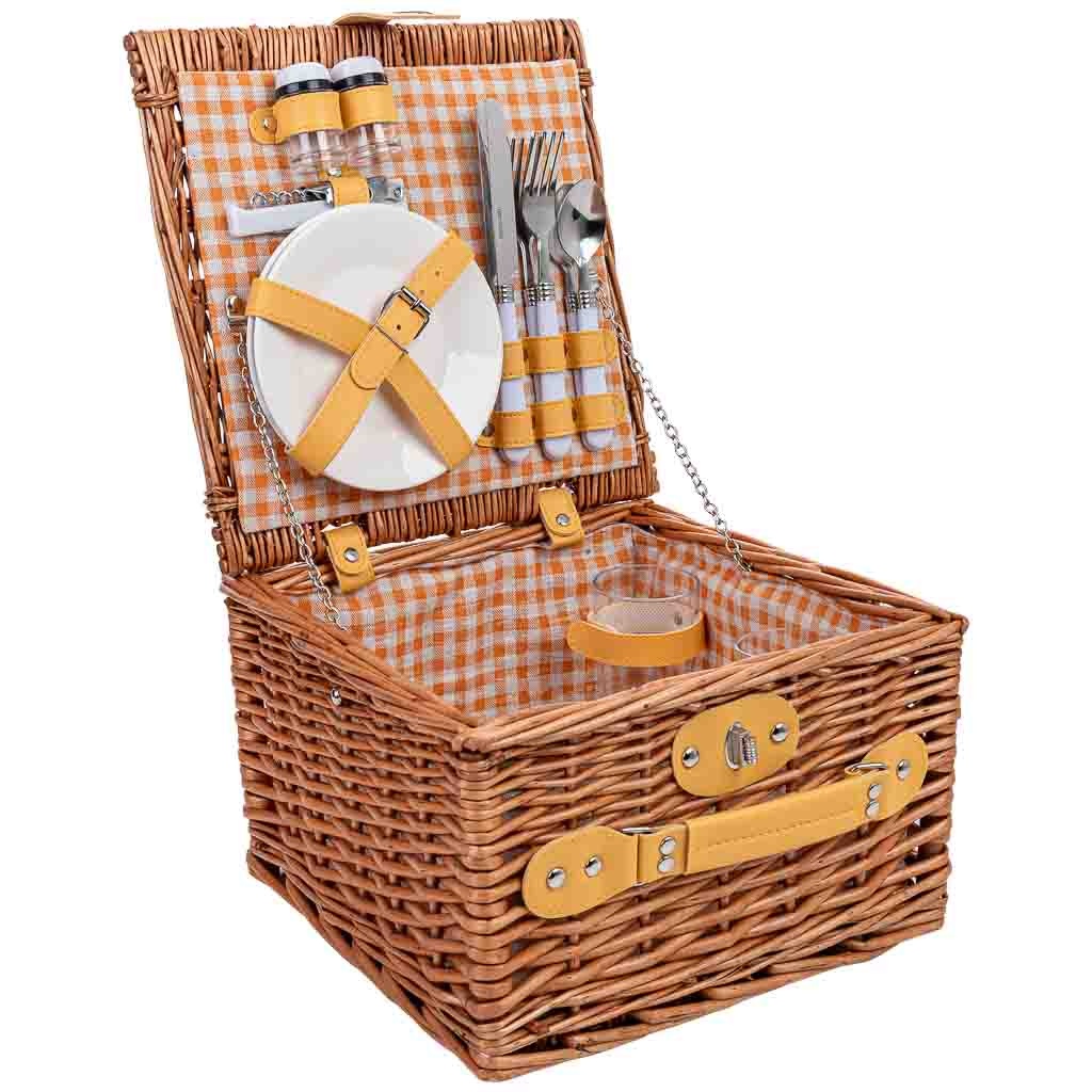Cesta de picnic 2 servicios marrón 30x30x20h cm