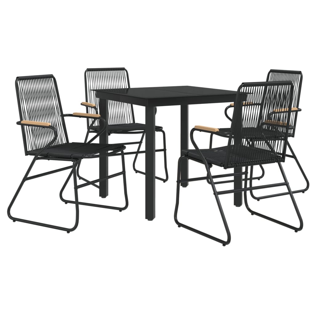 vidaXL juego de comedor de jardín 5 piezas ratán PVC negro