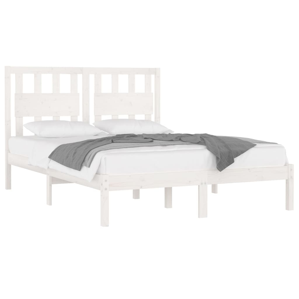 vidaXL estructura de cama de madera de pino maciza blanca 140x190 cm