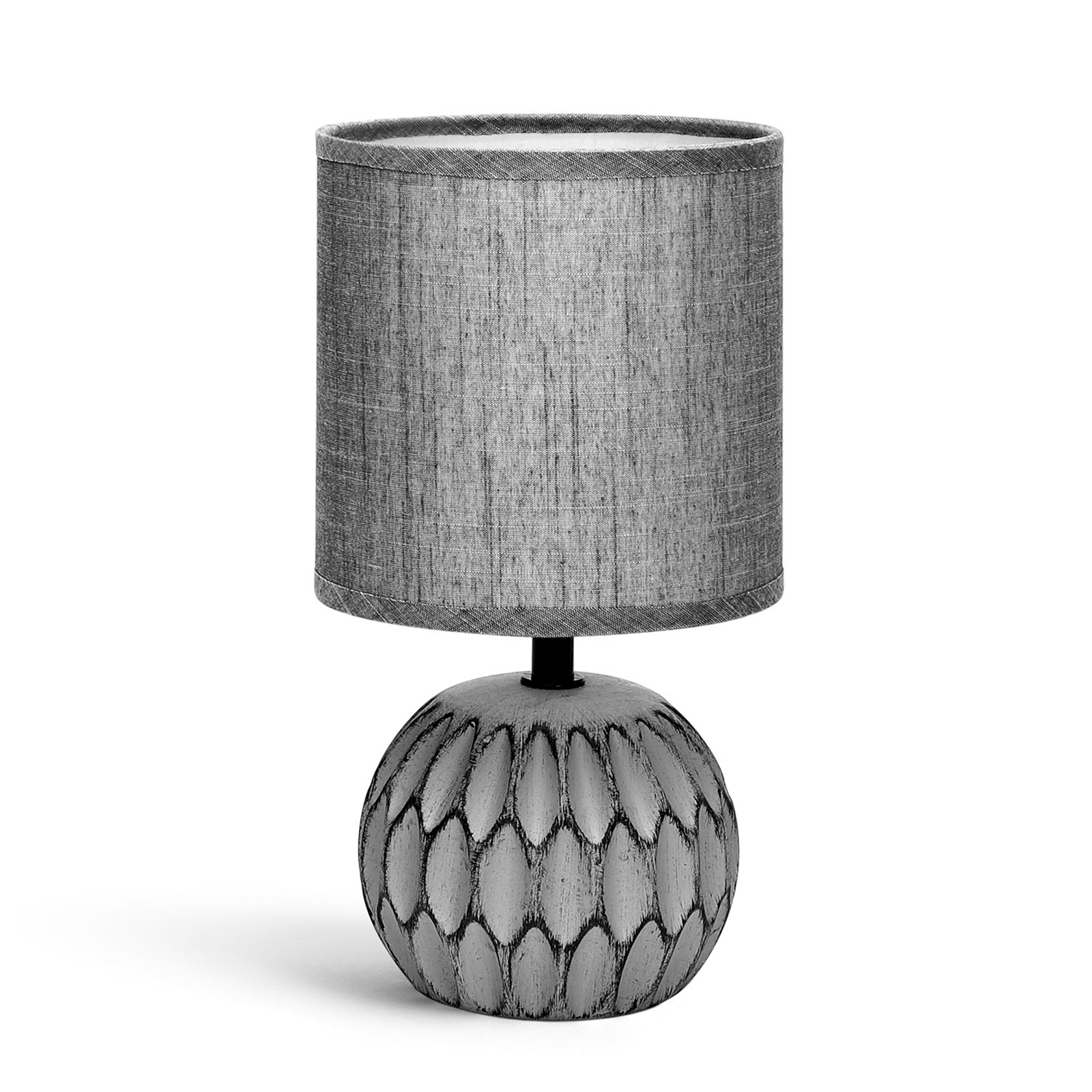 Aigostar lámpara mesita noche gris, diseño vintage, casquillo e14, 26cm