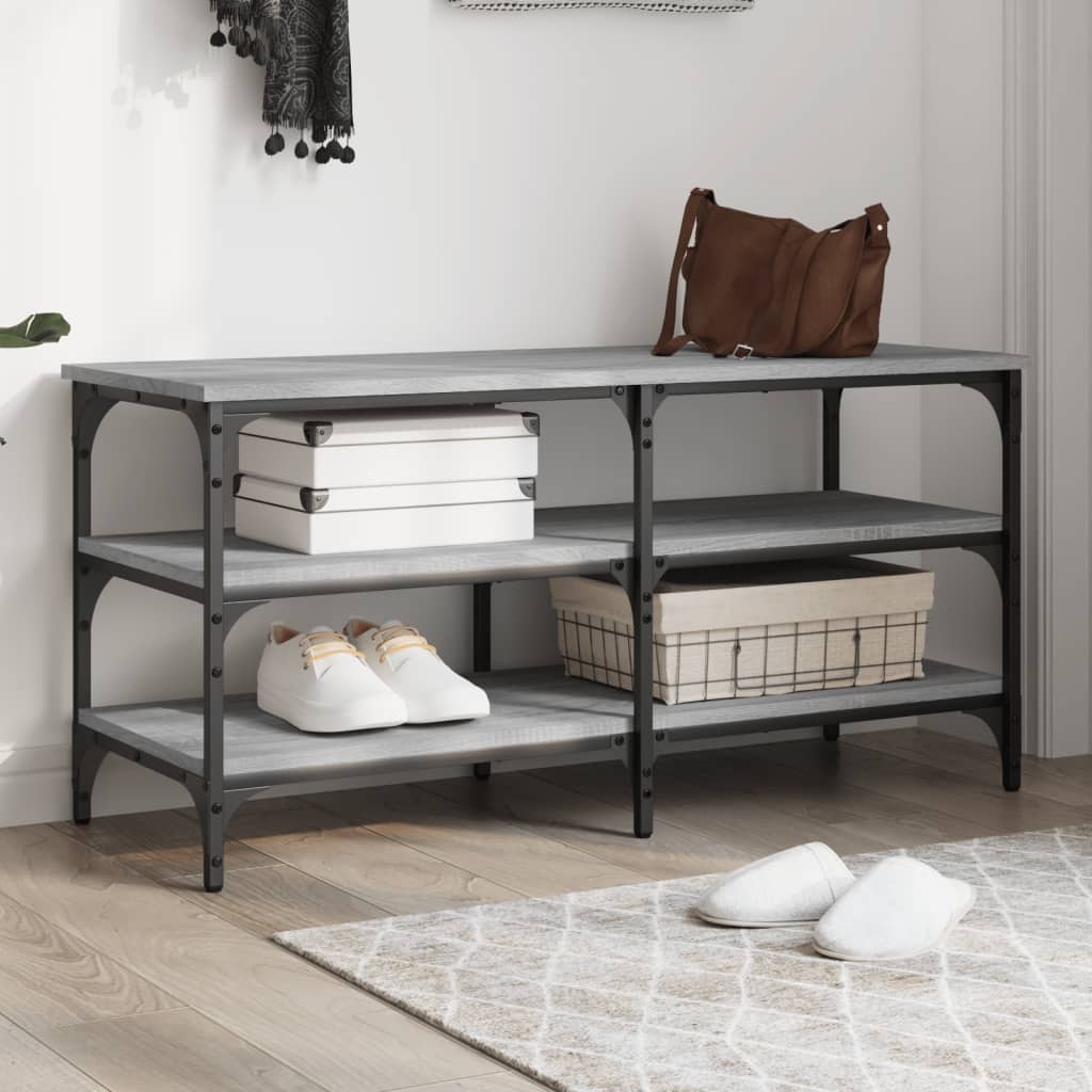 Banco zapatero madera de ingeniería gris sonoma 100x38,5x49 cm