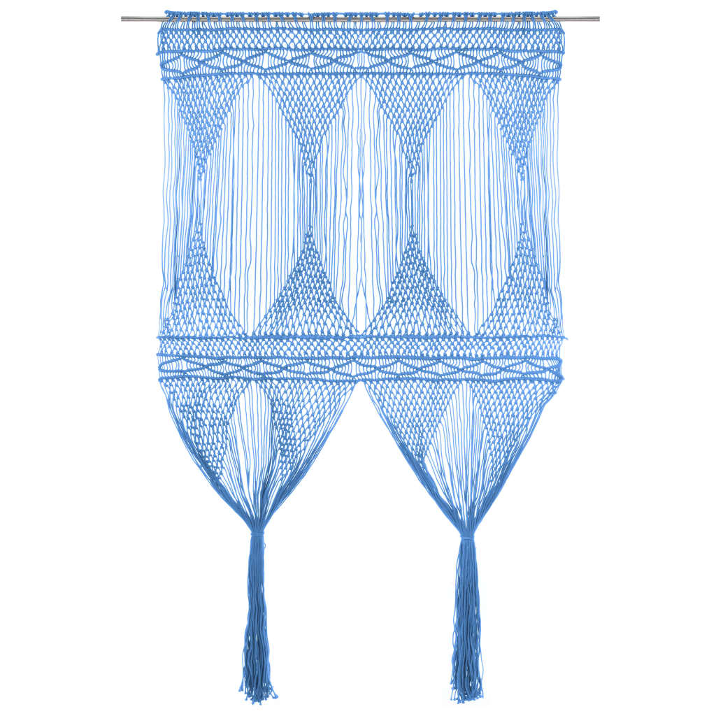 vidaXL cortina de macramé algodón azul 140x240 cm