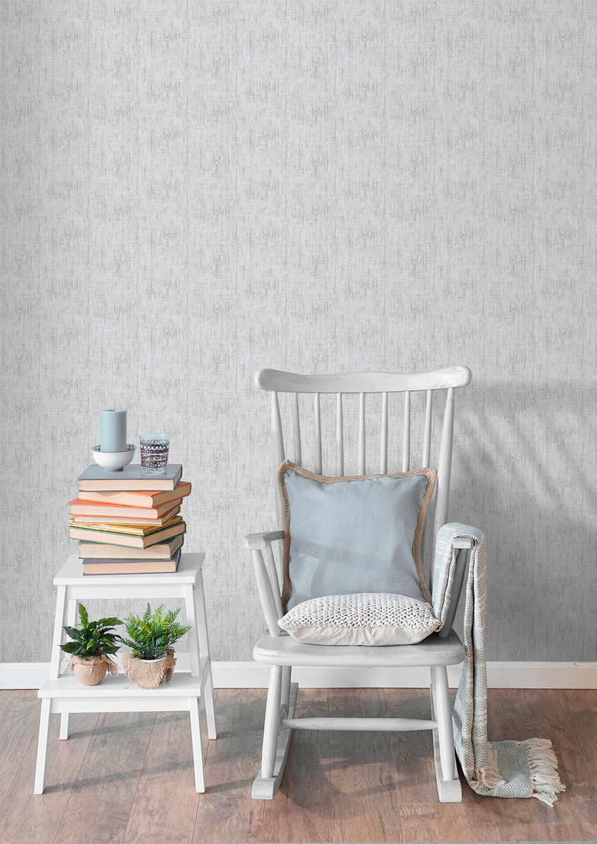 Papel pintado tnt liso con textura lienzo gris
