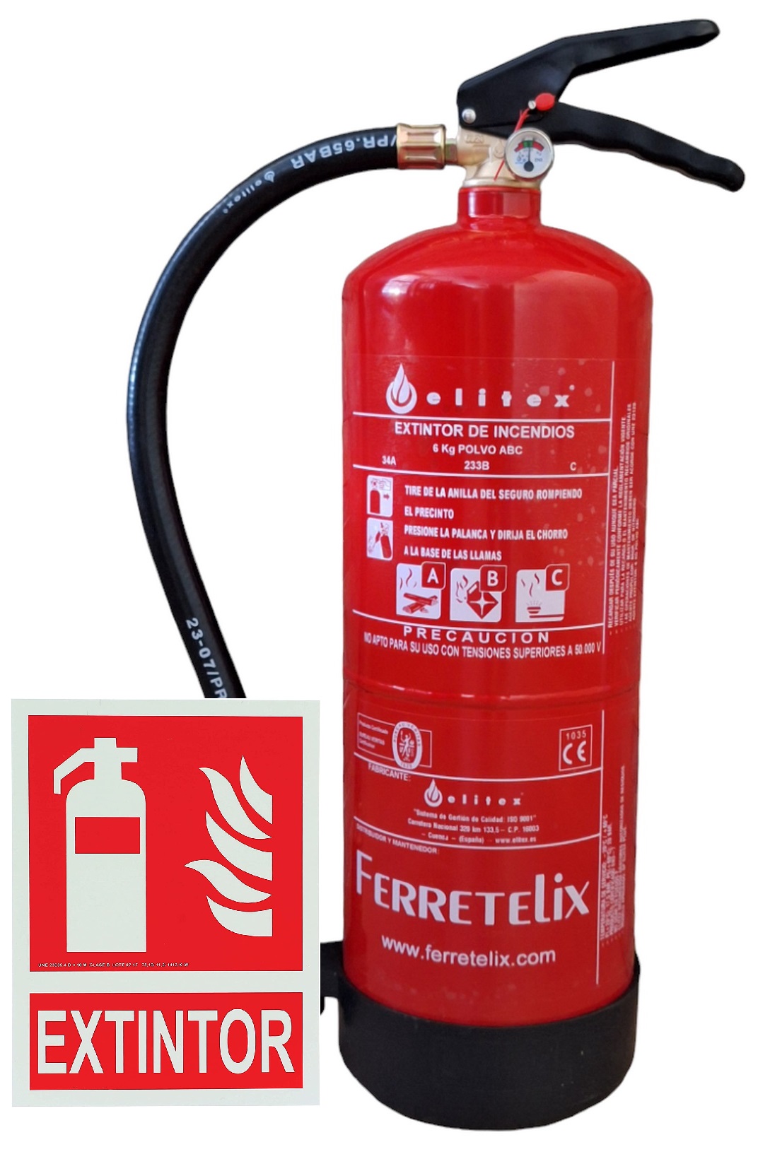 Ferretelix® extintor alta eficacia 6kg abc homologado 34a 233b