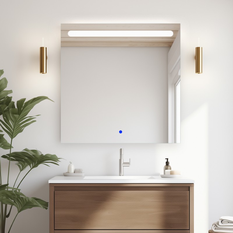 Espejo baño nerea 80x80 LED fría frontal regulable