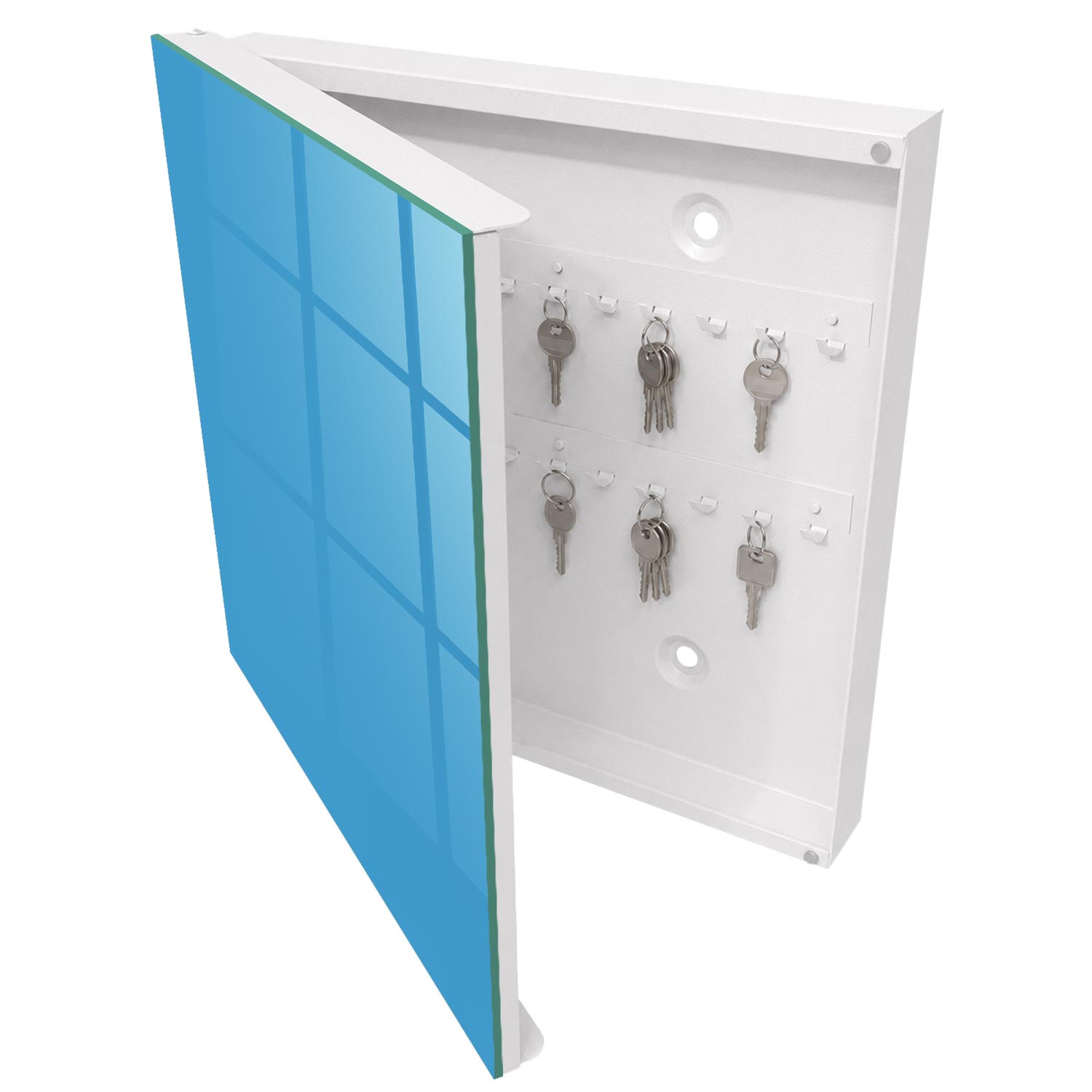 Caja para llaves diseño 30x30x5 aguas azules, apertura izquierda