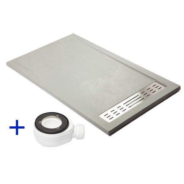 Plato de ducha premium gris - 70x140cm - resina con cargas minerales