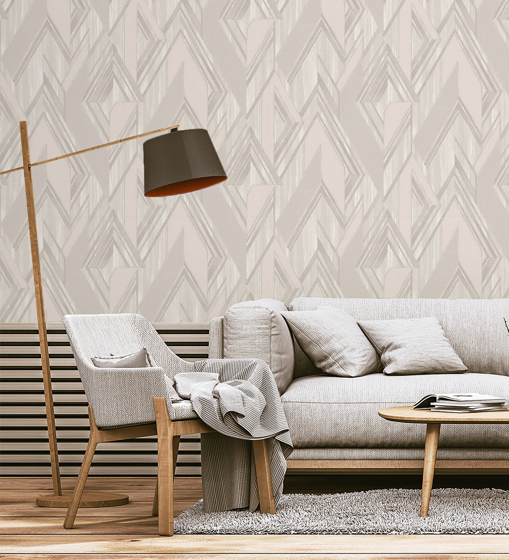Papel pintado gaulan lavable de rombos modernos con textura en 10.6m²