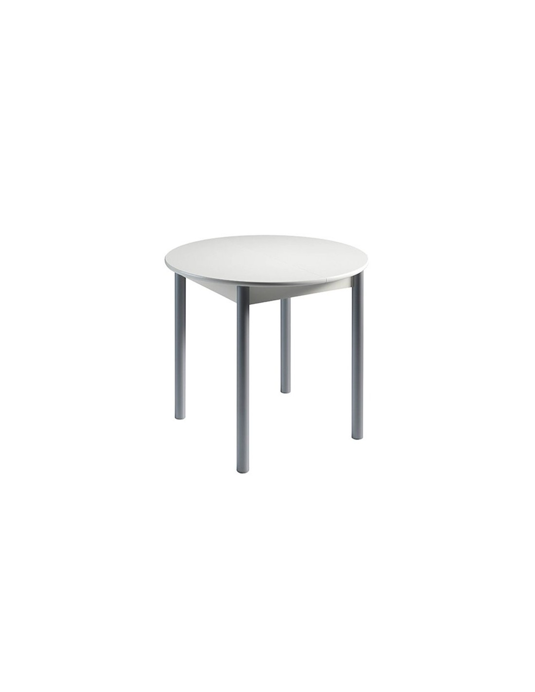 Momma Home mesa cocina Redonda extensible AGOS, MDF Blanco patas metal