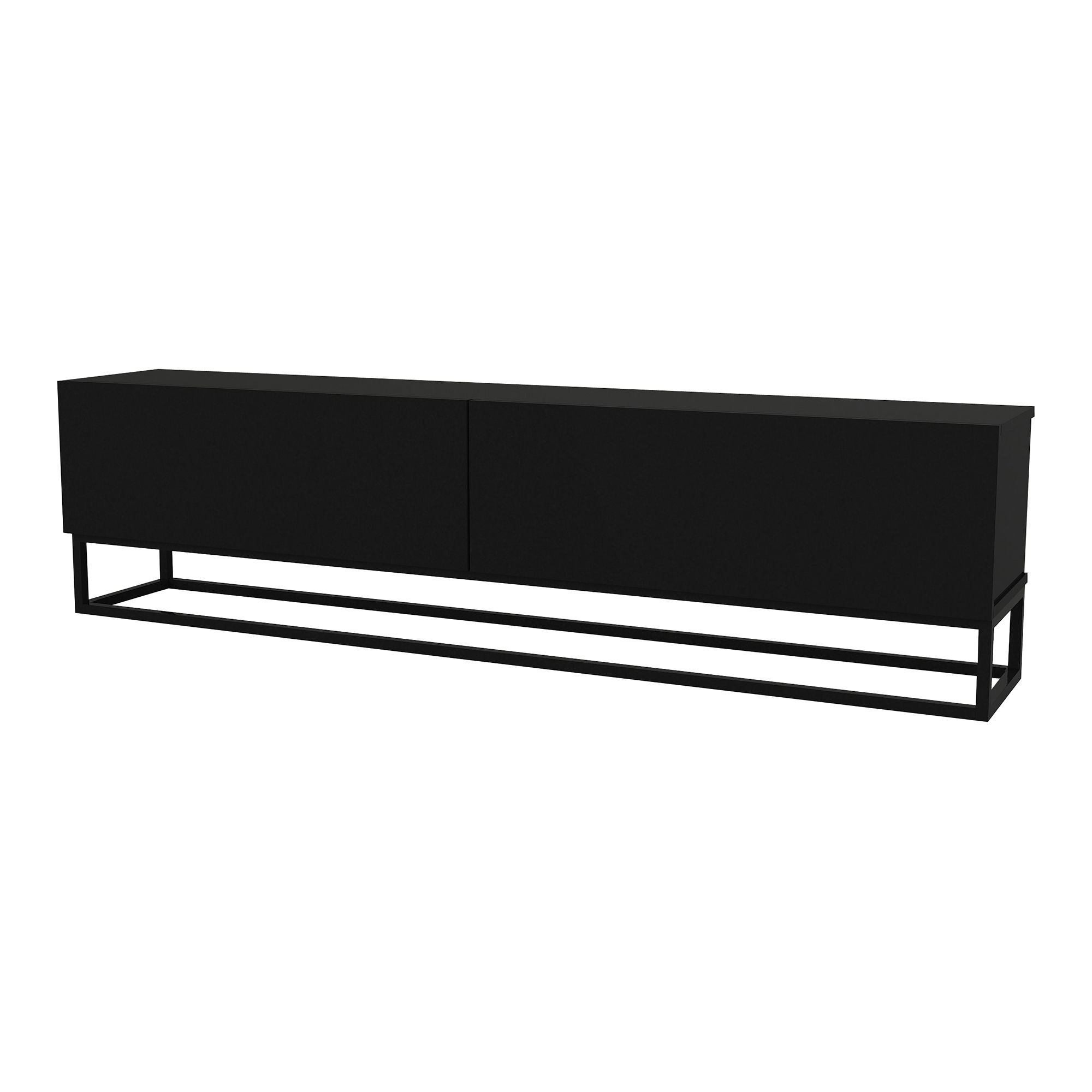 Mueble de tv nolven con 2 puertas base larga 180x32x47 cm - negro [en.casa]
