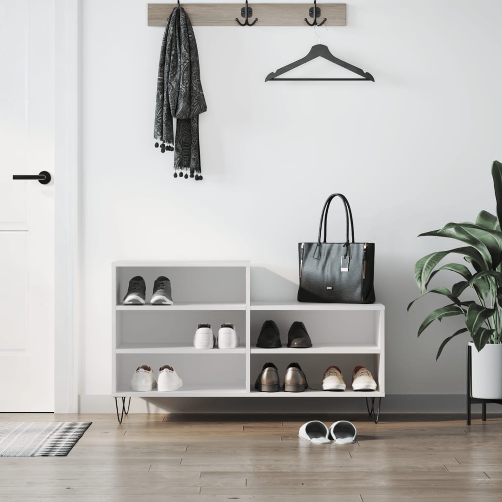 Mueble zapatero madera contrachapada blanco 102x36x60 cm esxt2017