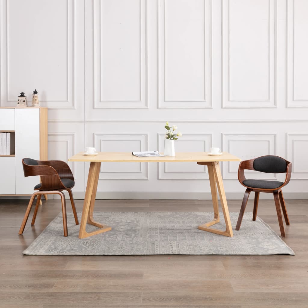 Sillas de comedor 2 unidades madera curvada y tela gris qweo5863