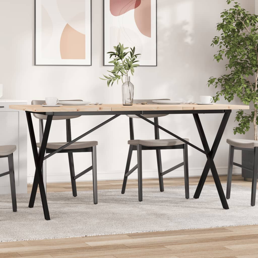 Mesa de comedor marco x madera maciza pino acero 160x80x75,5 cm oif478158
