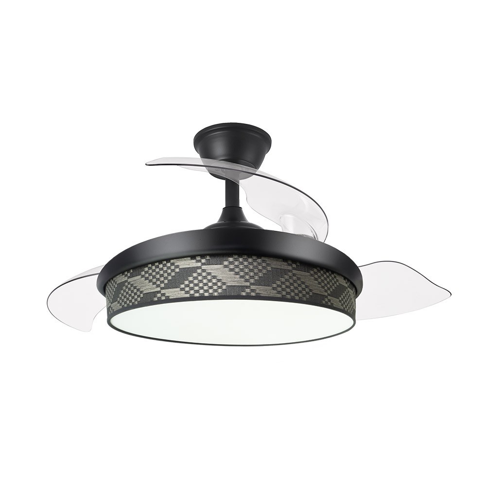 Ventilador dc moda 72w negro/tetris gris 3 aspas