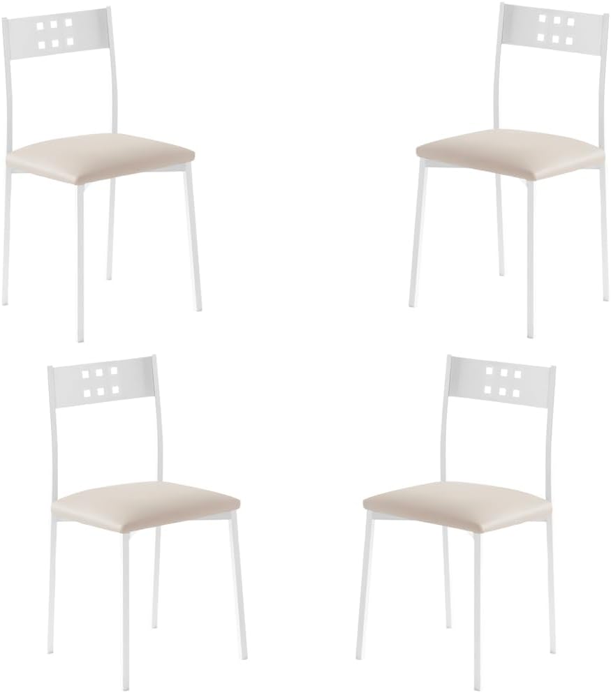 Momma Home set de 4 sillas de cocina xara white en polipiel beige