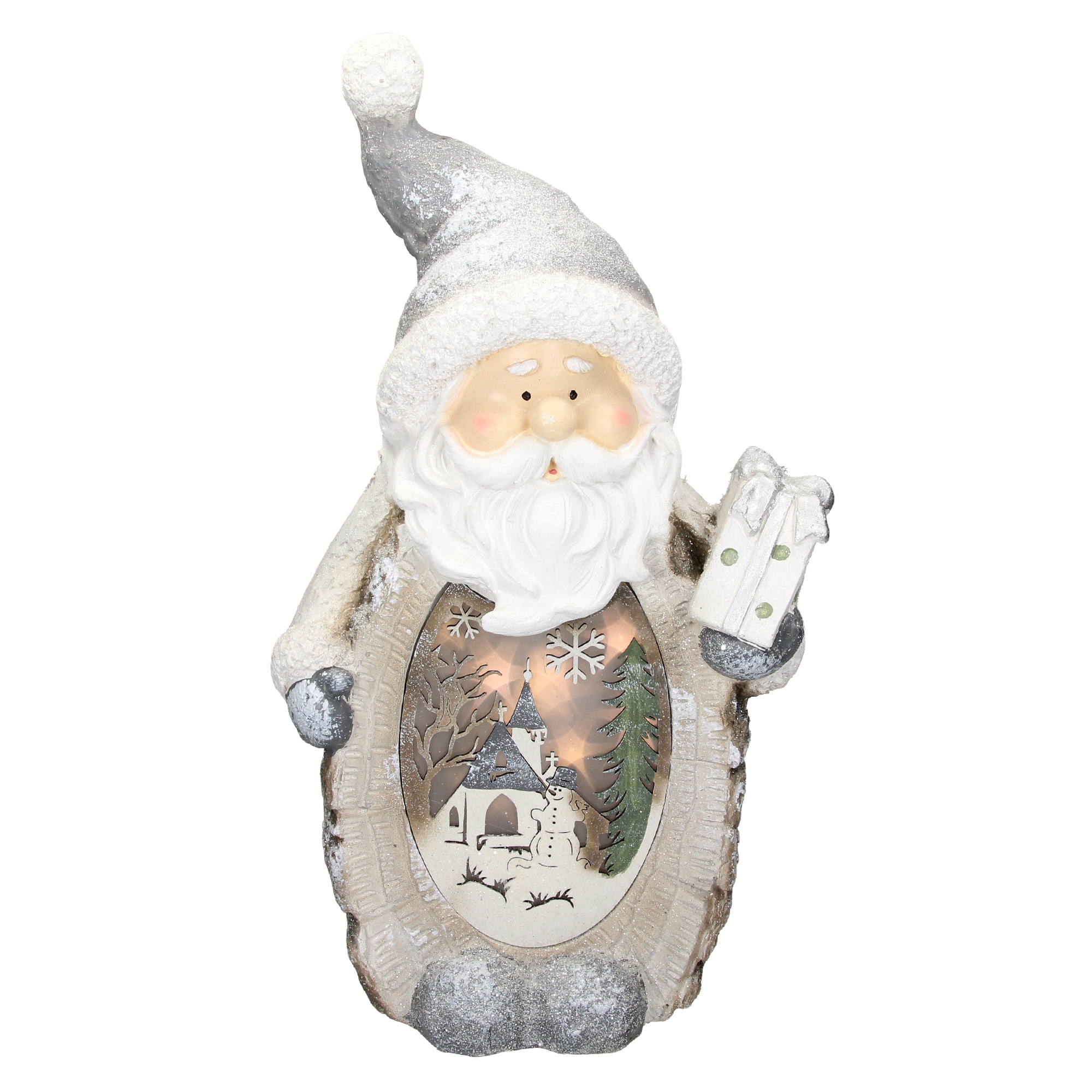 Figura decorativa de papá noel iluminación LED 52cm blanco ECD Germany