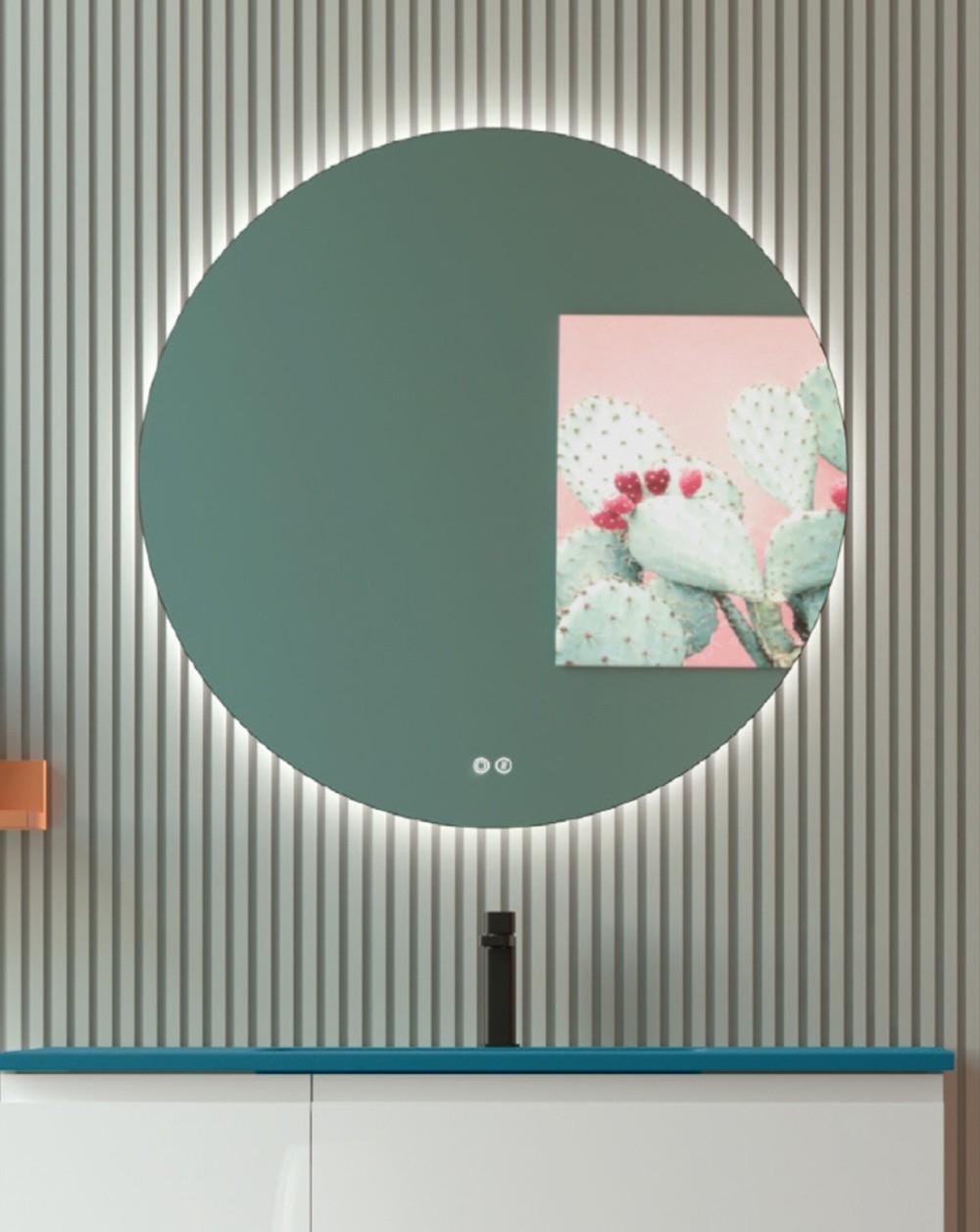 Espejo LED redondo baño sensor táctil 80cm
