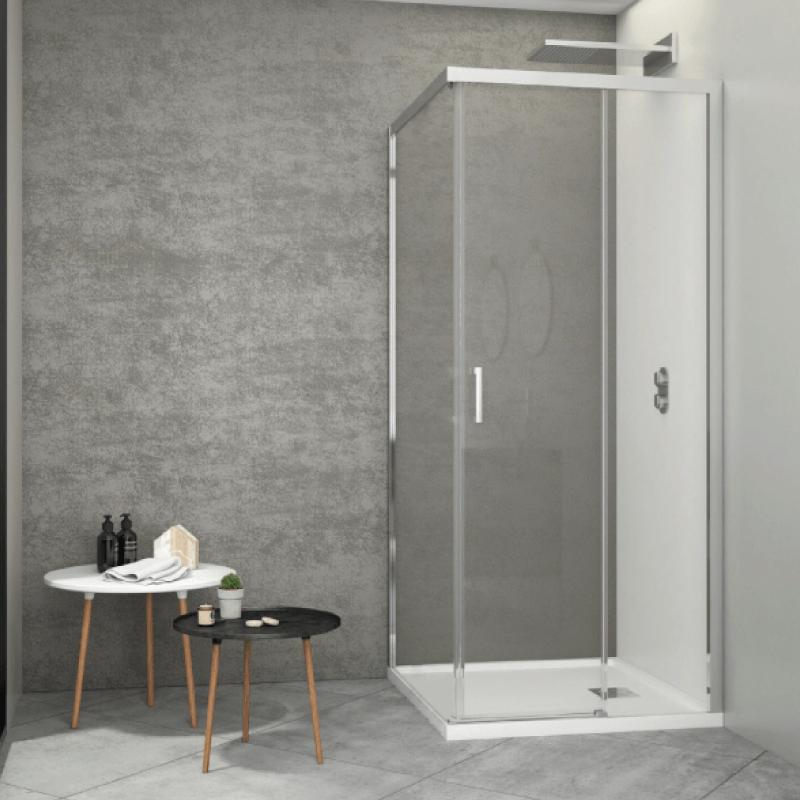 Mampara frontal + puerta corredera 75 cm johnson transparente 70 cm