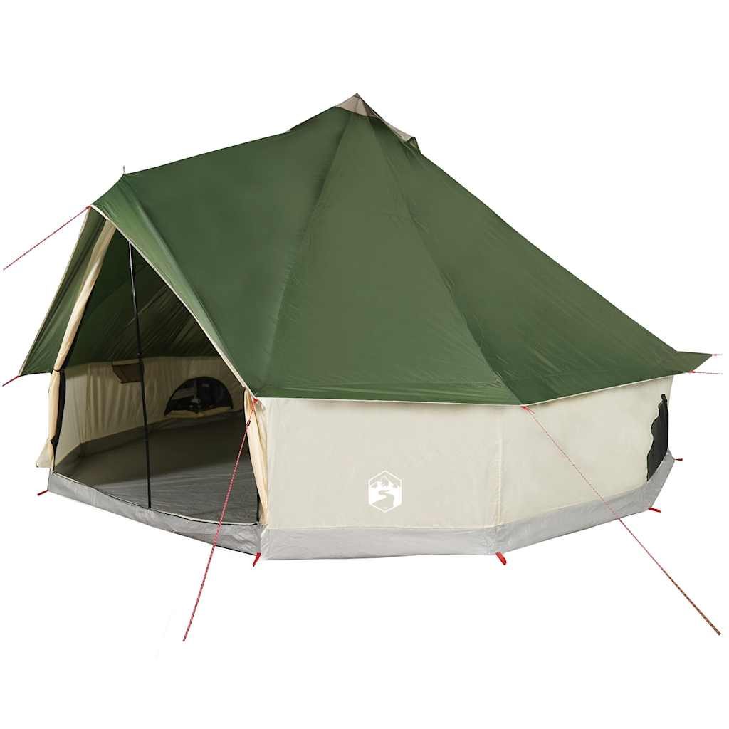 vidaXL tienda de campaña familiar tipi 10 personas impermeable verde