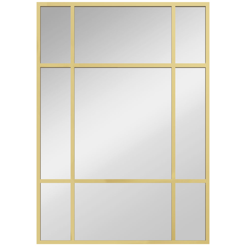 Espejo de pared 50x2x70 cm vidrio, metal color amarillo Homcom