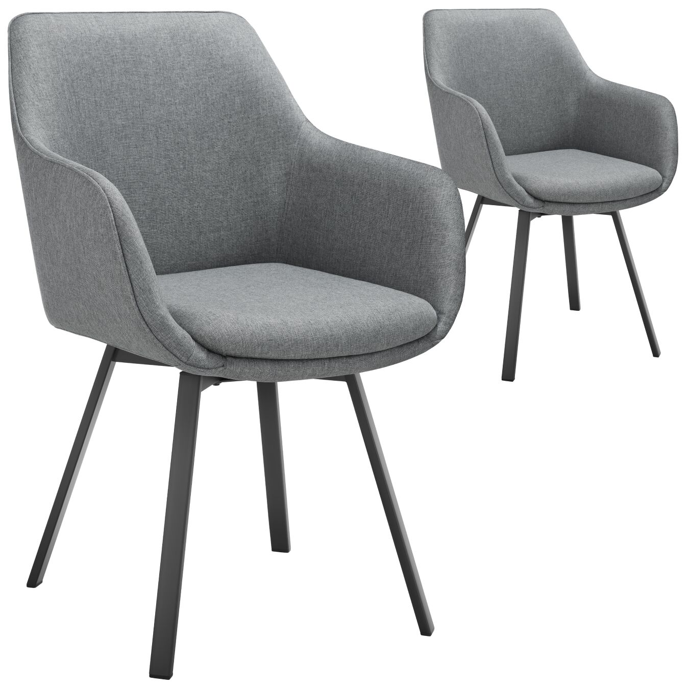 Set de 2 sillas giratorias con reposabrazos y tapizada antracita