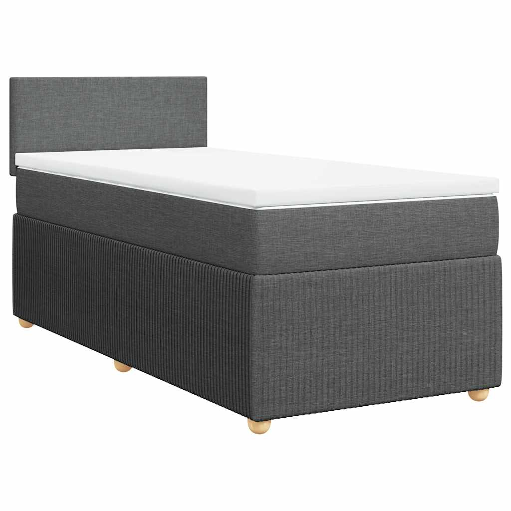 vidaXL cama box spring con colchón tela gris oscuro 90x190 cm
