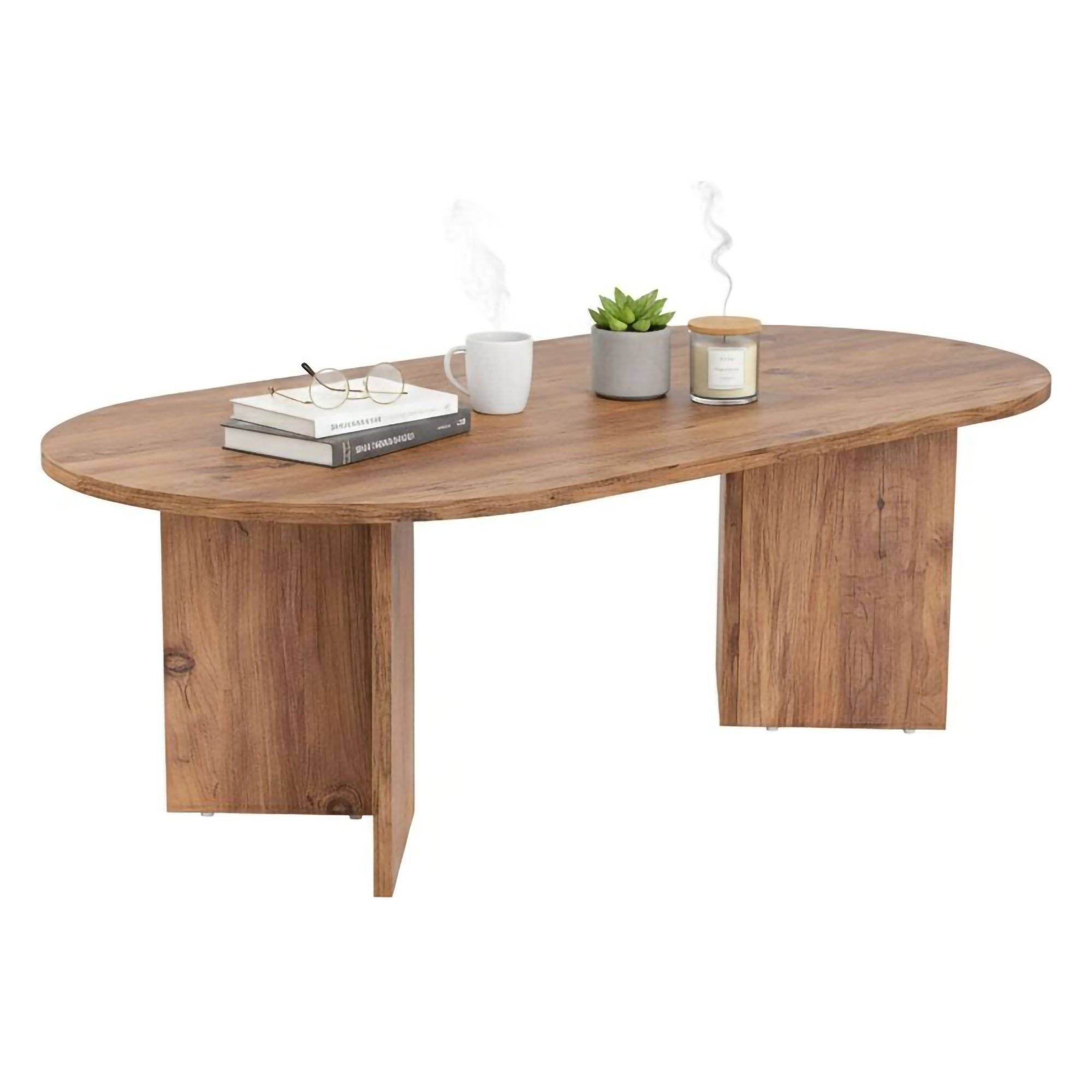 Mesa de salón elain, tapa de madera maciza, pino marrón