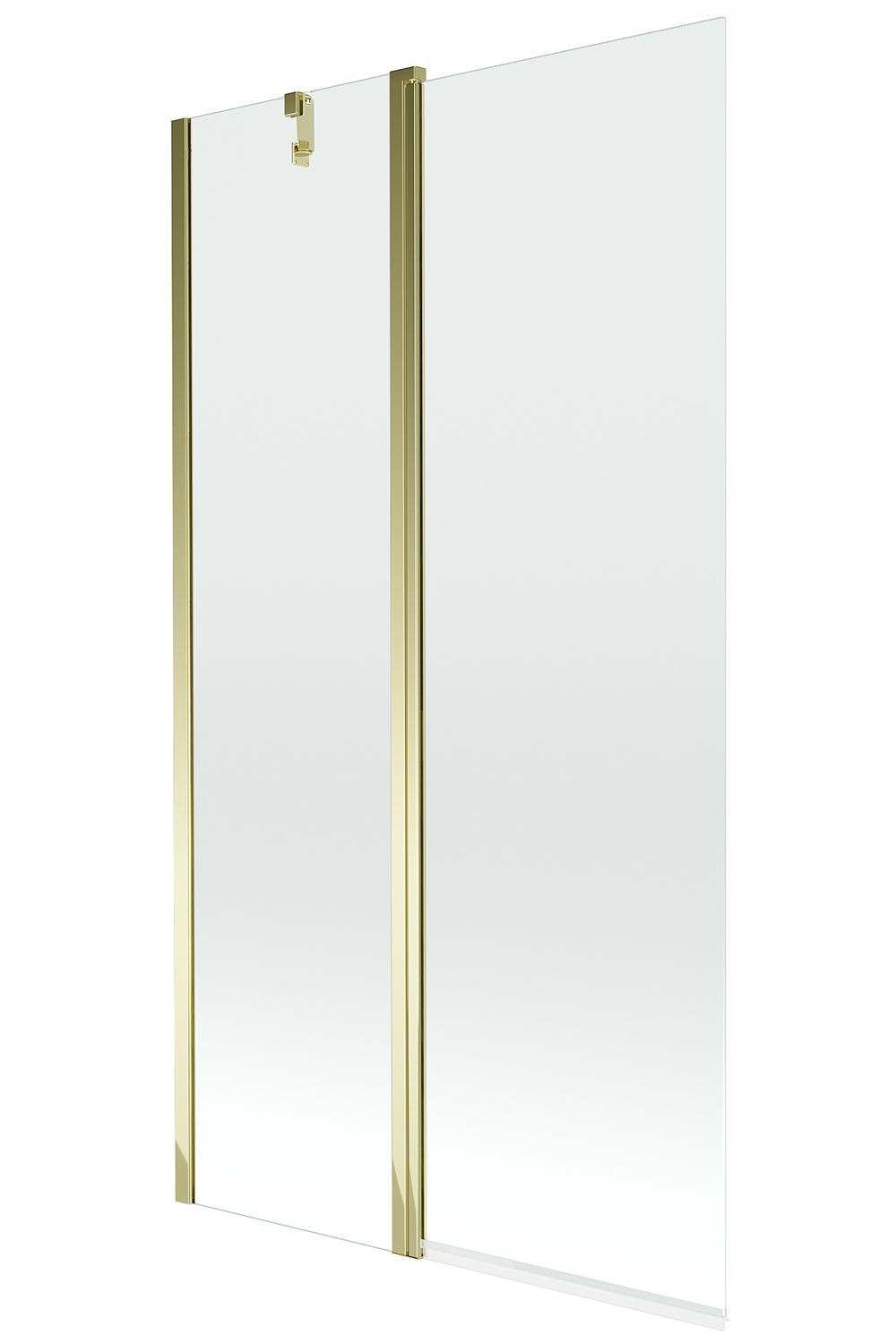 Mampara de bañera 2 hojas vidrio transparente, 100x150 cm, perfil dorado
