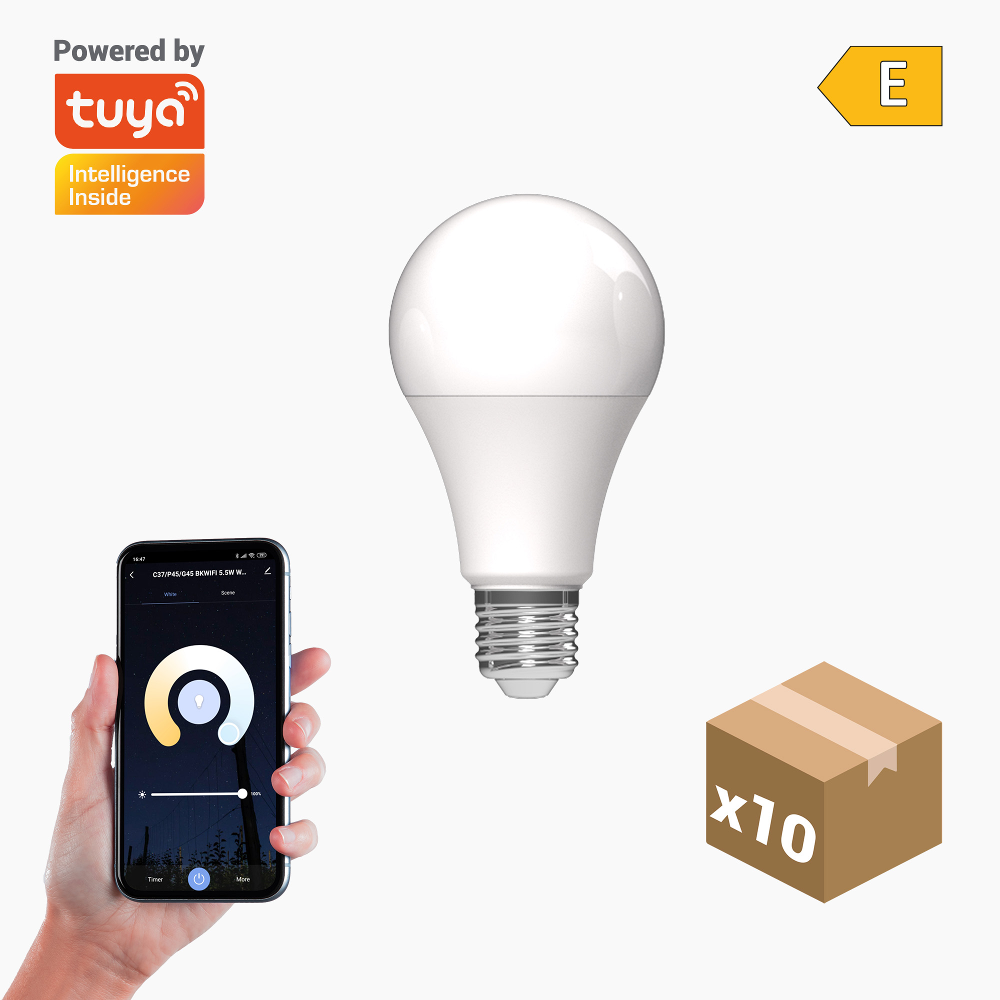 Pack 10x bombilla LED inteligente smart a60 E27 cct+dim 10w 1055lm Wi-Fi